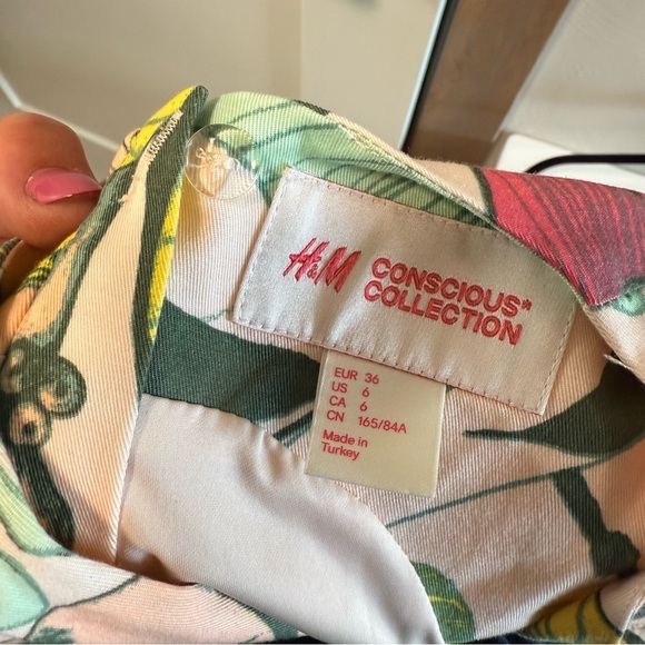 H&M Conscious Collection Sleeveless Lined Shift Sheath Pink Floral Garden Dress - Picture 7 of 10